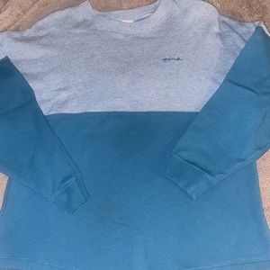 Victoria’s Secret Pink Color Block Sweatshirt Heathered Blue and Teal M NWOT